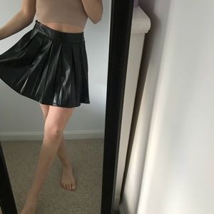 Pleated leather skirt